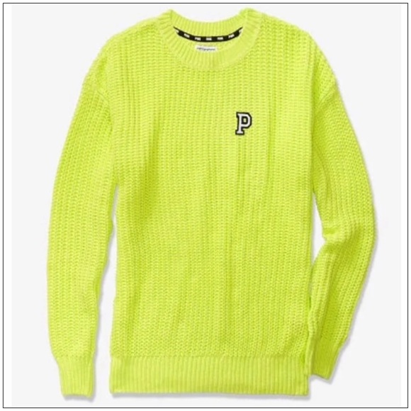 Green Victorias Secret Pink Boyfriend Crew